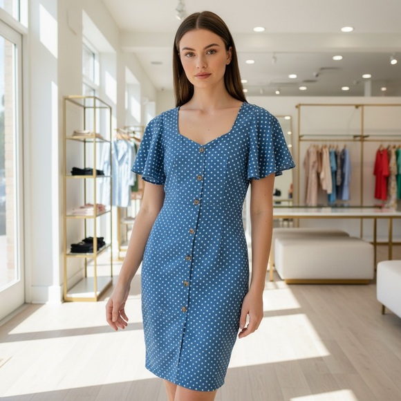 SHEIN | polka dot vintage style button down dress | S - Picture 1 of 7